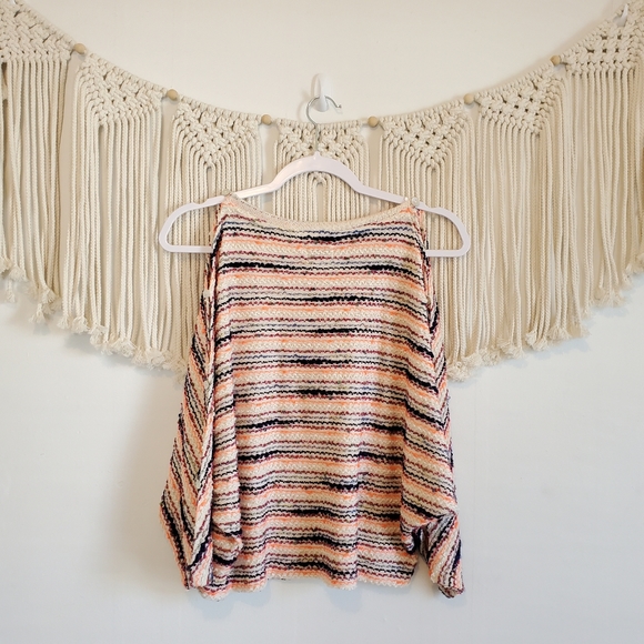 ANTHROPOLOGIE POSTMARK Textured Cold Shoulder Knit Button Sleeve Sweater sz XS - Picture 7 of 9